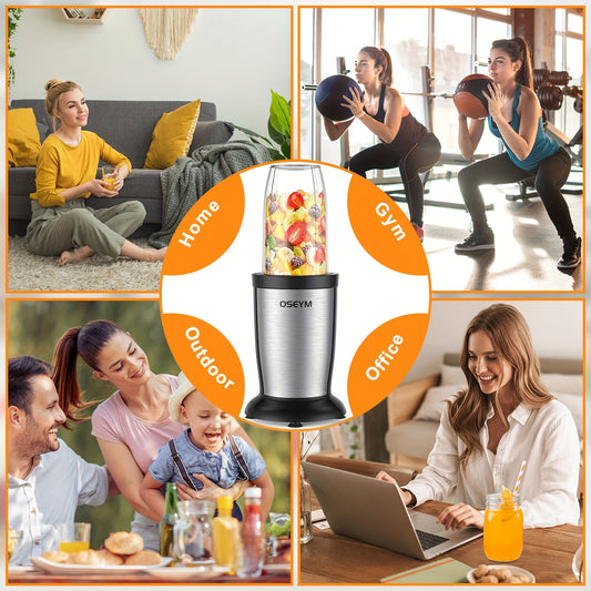 Portable Blender, Personal Size Blender for Shakes and Smoothies, Strong Cutting Power with Six Blades, 2*17Oz Juicer Cup for Sports, Travel