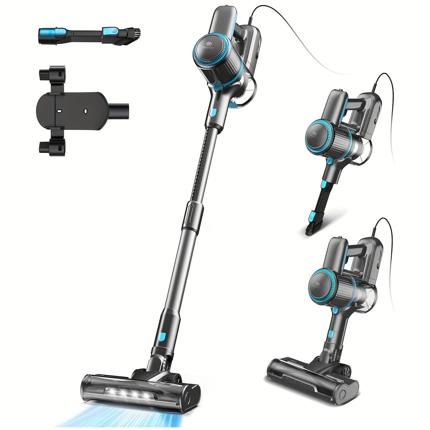 TASVAC Corded Stick Vacuum, 26Kpa 600W Powerful Suction Vacuum Cleaner with LED Floor Head, Lightweight Corded Handheld Vac for Carpet Hard Floor Pet Hair