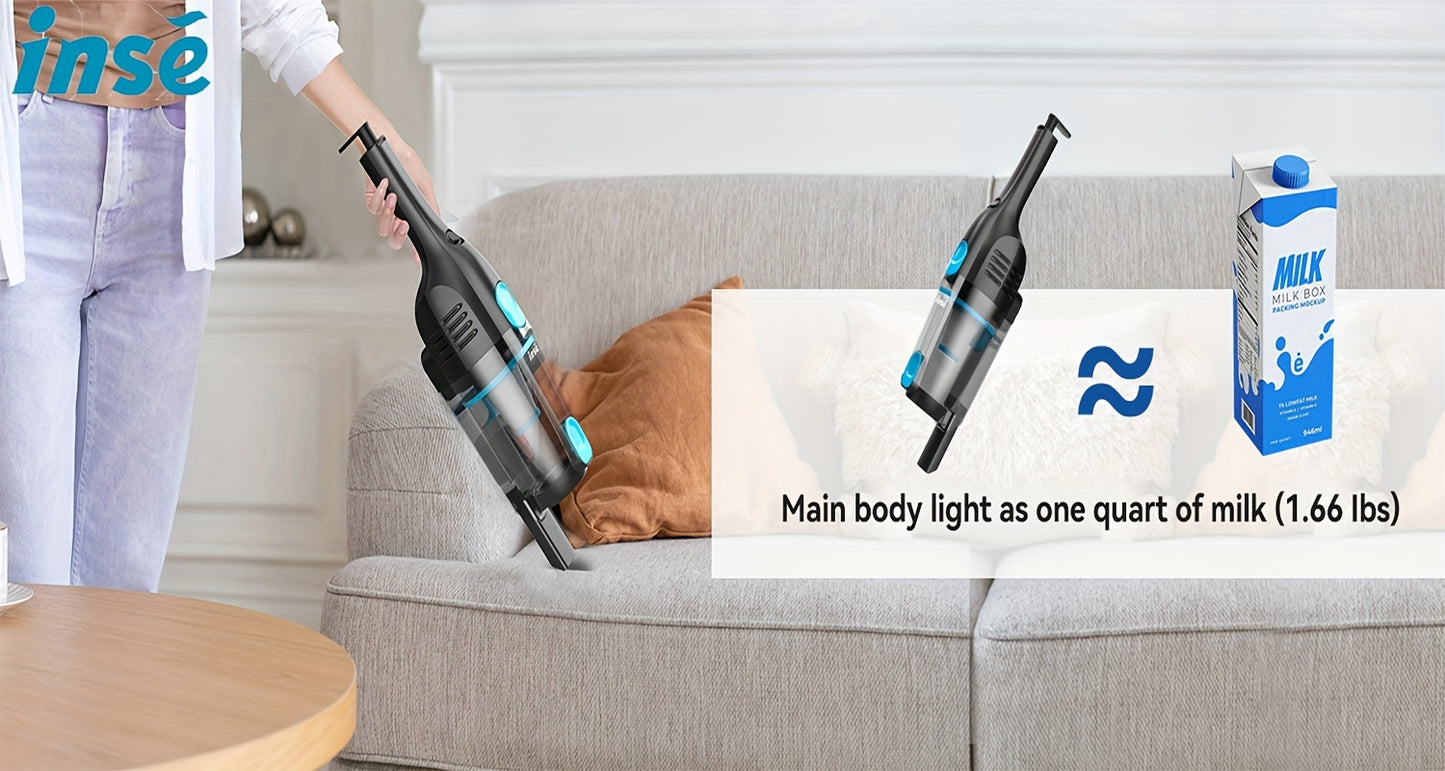 INSE R6 Corded Vacuum Cleaner, 15KPa Powerful Suction with 600W Motor Stick Vacuum, Ultra-Lightweight Bagless Upright Vacuum with Handheld for Home Hard Floor Carpet Pet Hair Car Cleaning
