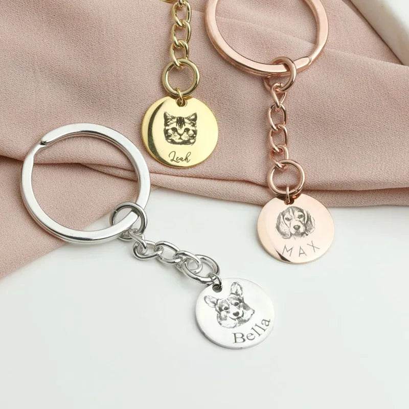 Custom Pet Keychain Stainless steel Custom Dog Keychain Personalized Gift for Dad Fathers Day Gift Dog Mom Dog Dad Gift Grandpa - findify 2025