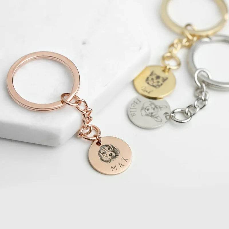 Custom Pet Keychain Stainless steel Custom Dog Keychain Personalized Gift for Dad Fathers Day Gift Dog Mom Dog Dad Gift Grandpa - findify 2025