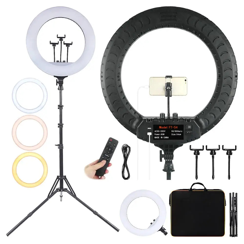 Fusitu FT-54 LED Ring Light Dimmable Selfie Lamp Stand Phone Holder For Video Live Profissional Photography Lighting kit