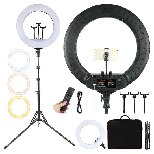 Fusitu FT-54 LED Ring Light Dimmable Selfie Lamp Stand Phone Holder For Video Live Profissional Photography Lighting kit