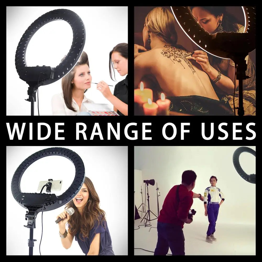 Fusitu FT-54 LED Ring Light Dimmable Selfie Lamp Stand Phone Holder For Video Live Profissional Photography Lighting kit