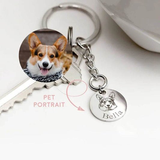 Custom Pet Keychain Stainless steel Custom Dog Keychain Personalized Gift for Dad Fathers Day Gift Dog Mom Dog Dad Gift Grandpa - findify 2025