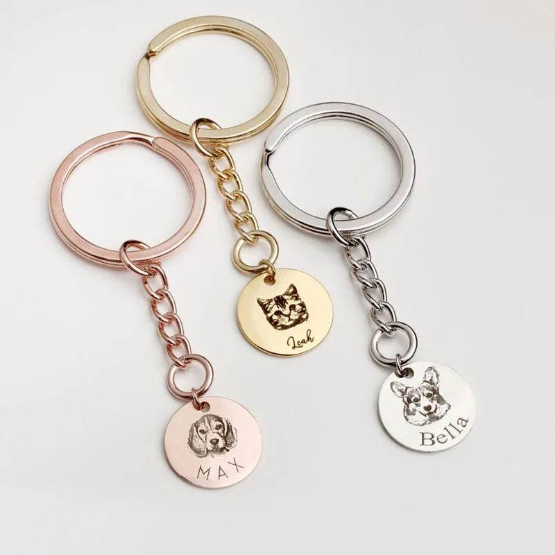 Custom Pet Keychain Stainless steel Custom Dog Keychain Personalized Gift for Dad Fathers Day Gift Dog Mom Dog Dad Gift Grandpa - findify 2025