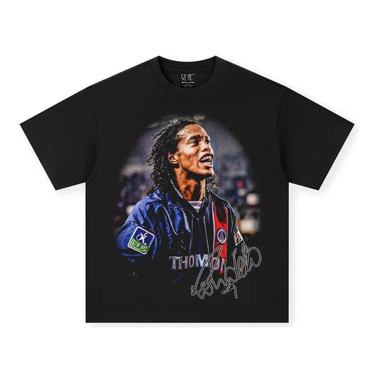 Little Ronaldo Football Star Printed Short Sleeve T-shirt Men Women Europe and The United States Fashion Brand Cotton Shirt - findify 2025