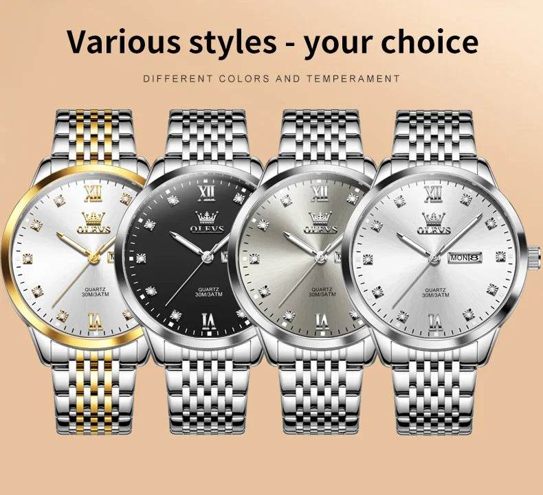OLEVS 2943 Mens Watch Original Simple Brand Quartz Watch Waterproof Luminous Dual Calendar Display Reloj Watch For Men Gifts - findify 2025