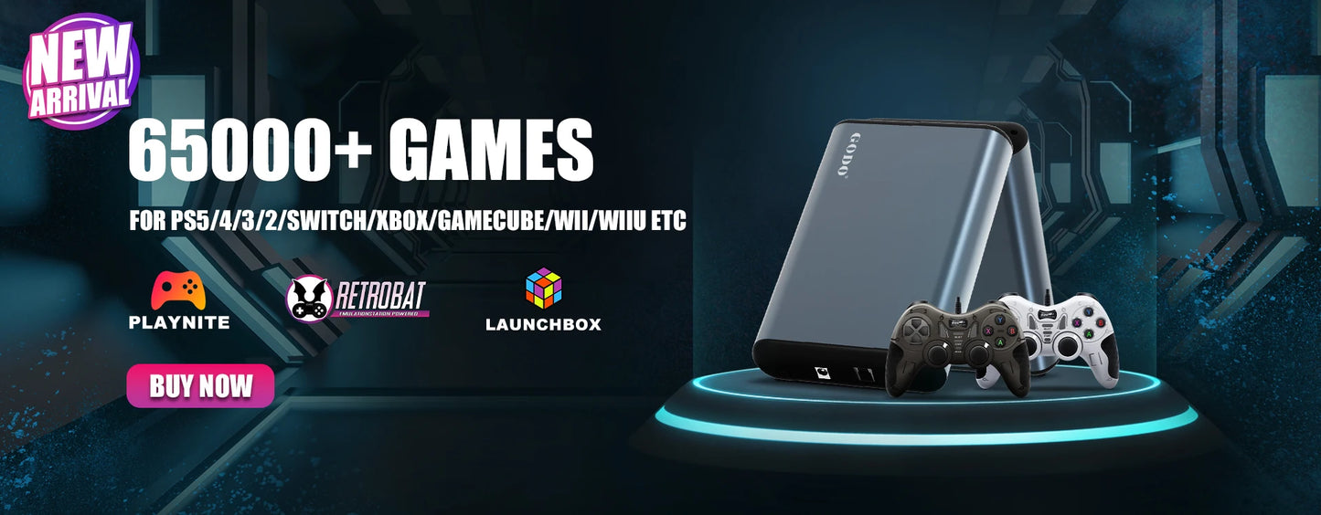 Launchbox OS 500GB Portable Gaming HDD Retro Game Console with 3700+PC/3D Games for PS4/PS3/PS2/PS1/Wii/Wiiu for Wins PC/Laptop