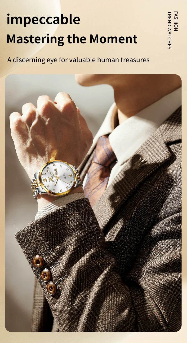 OLEVS 2943 Mens Watch Original Simple Brand Quartz Watch Waterproof Luminous Dual Calendar Display Reloj Watch For Men Gifts - findify 2025