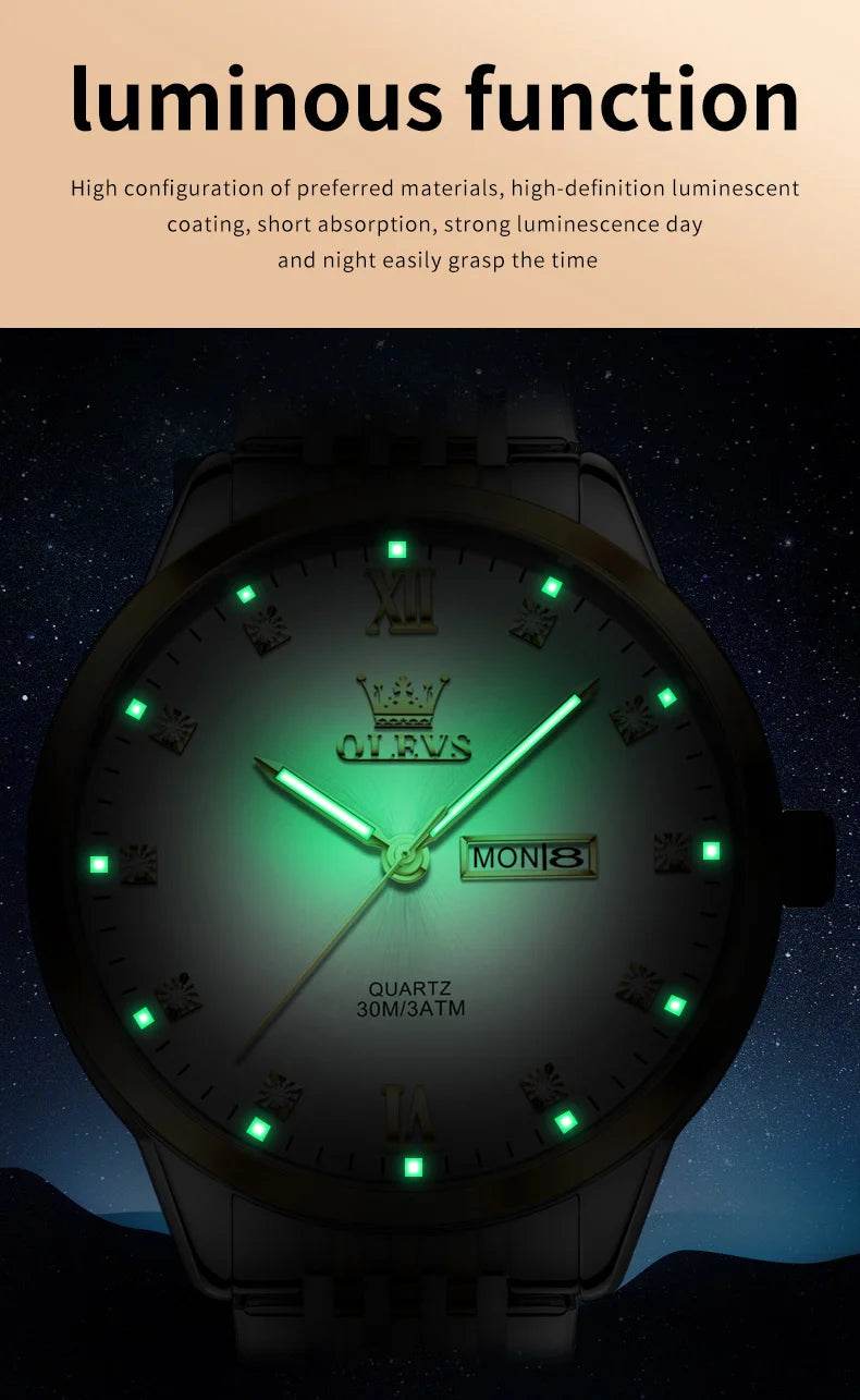 OLEVS 2943 Mens Watch Original Simple Brand Quartz Watch Waterproof Luminous Dual Calendar Display Reloj Watch For Men Gifts - findify 2025