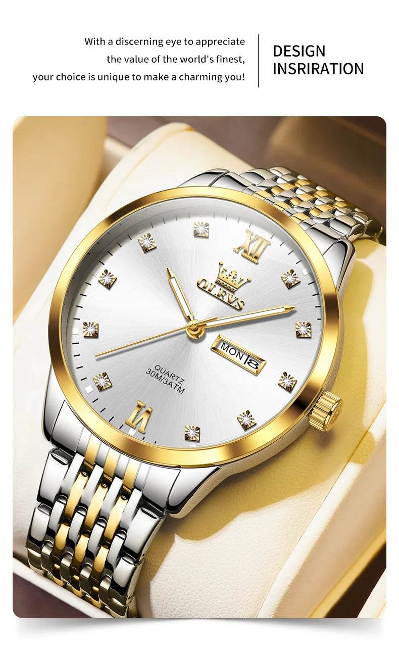 OLEVS 2943 Mens Watch Original Simple Brand Quartz Watch Waterproof Luminous Dual Calendar Display Reloj Watch For Men Gifts - findify 2025