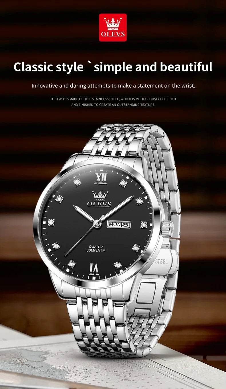 OLEVS 2943 Mens Watch Original Simple Brand Quartz Watch Waterproof Luminous Dual Calendar Display Reloj Watch For Men Gifts - findify 2025