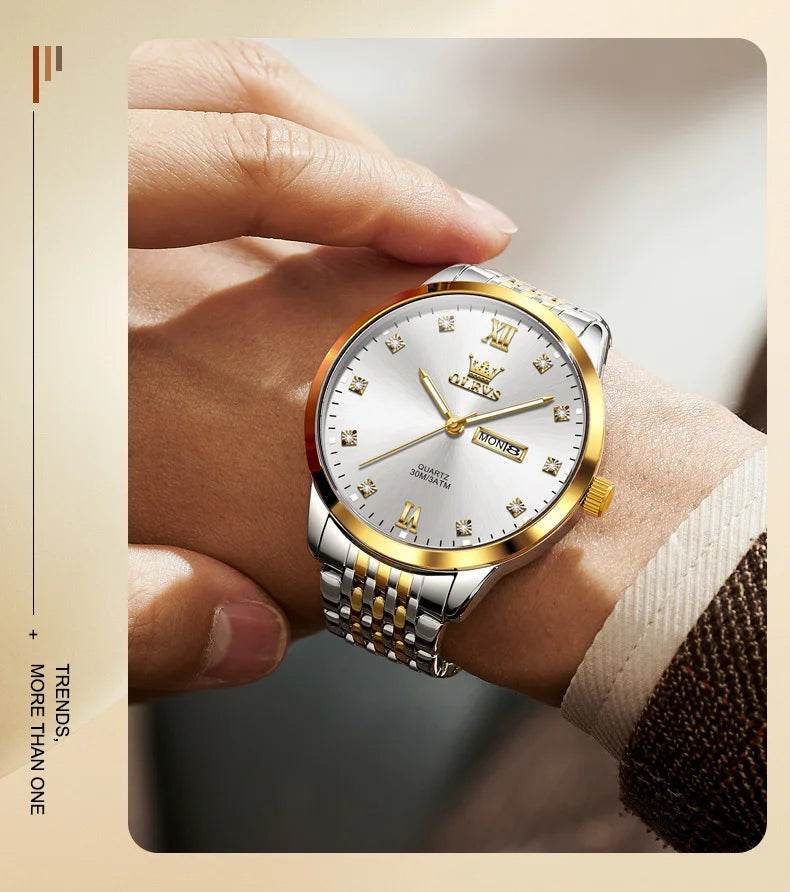 OLEVS 2943 Mens Watch Original Simple Brand Quartz Watch Waterproof Luminous Dual Calendar Display Reloj Watch For Men Gifts - findify 2025