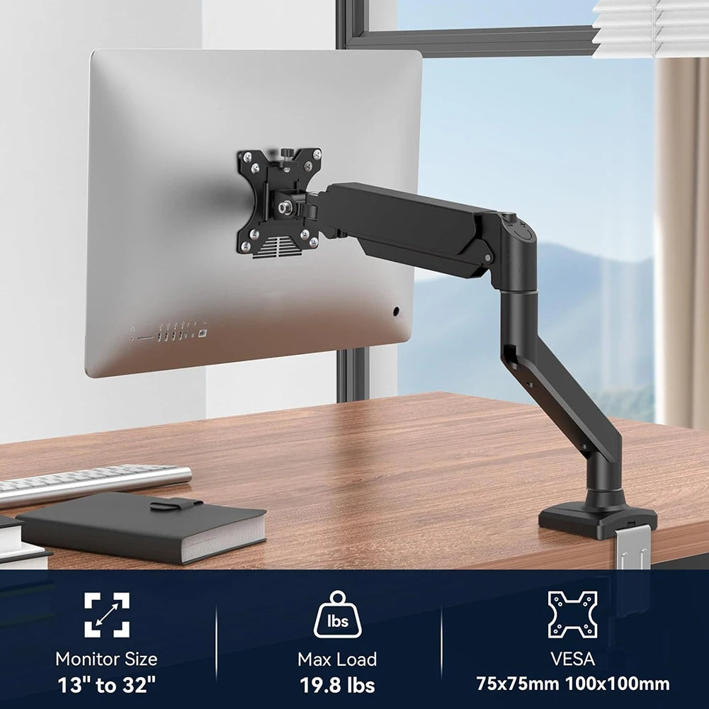 Single Monitor Stand Swivel Monitor Bracket Free Adjustable Expandable Display Bracket Holds 4.9 To 19.8lbs for Home Office