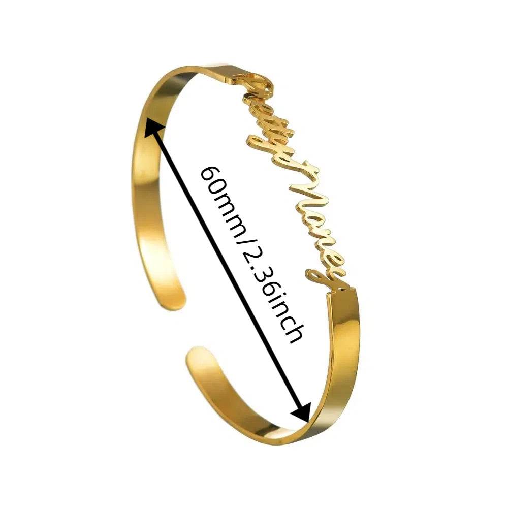 Custom Two Name Couple Adjustable Bracelet Women Girl Stainless Steel Waterproof Cuffs Bracelet Anniversary Jewelry Gift For Her - findify 2025