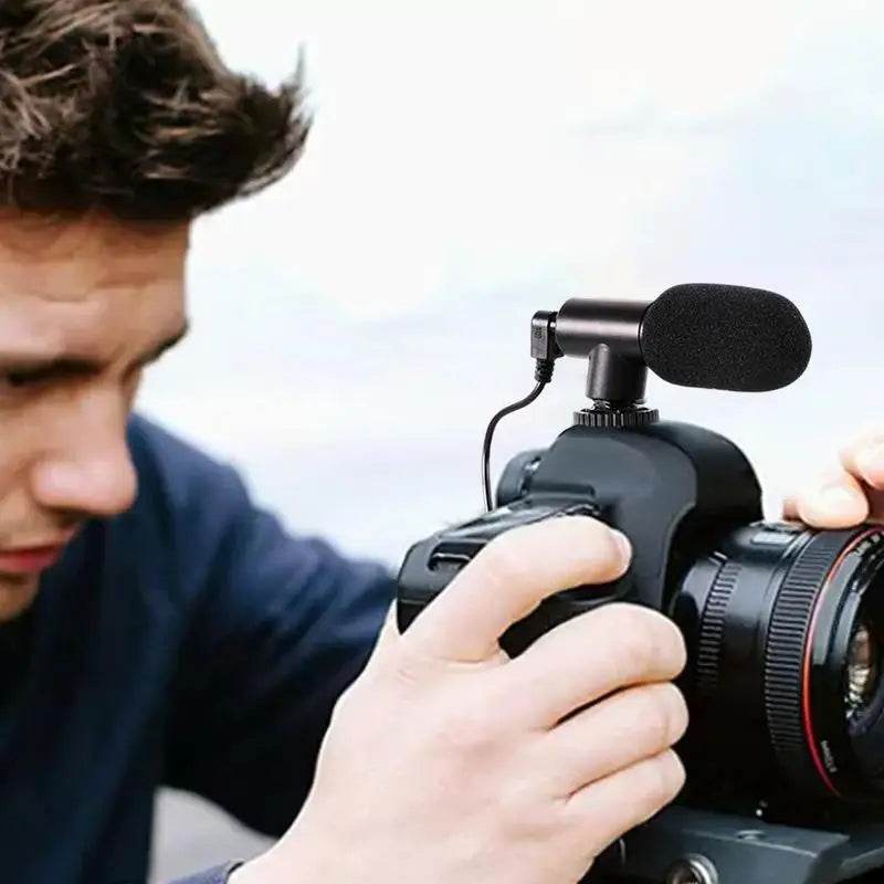 Portable Video Camera Microphone Windproof Mini Cell Phone Microphone Black Computers Microphone For Recording Interviewing - findify 2025