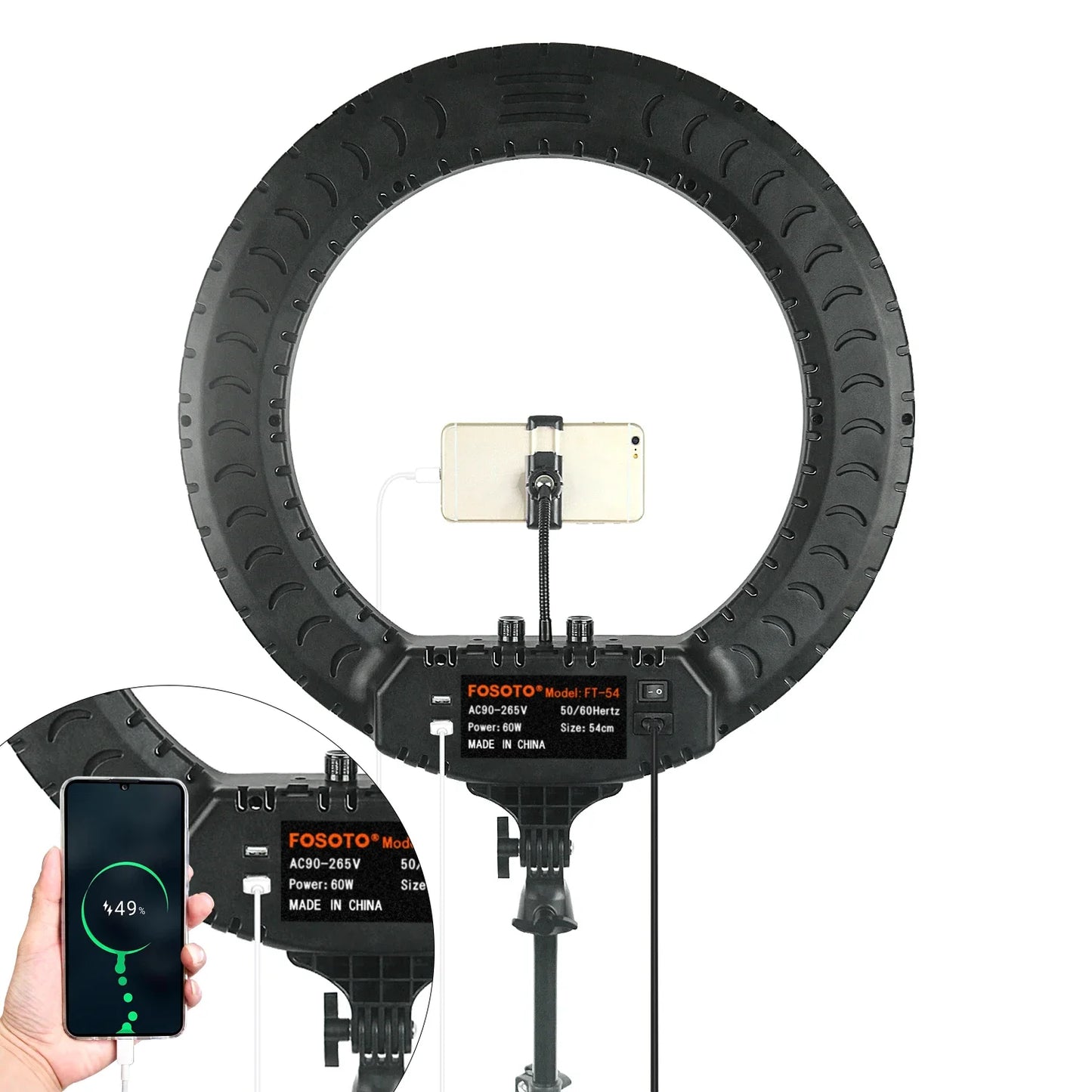 Fusitu FT-54 LED Ring Light Dimmable Selfie Lamp Stand Phone Holder For Video Live Profissional Photography Lighting kit