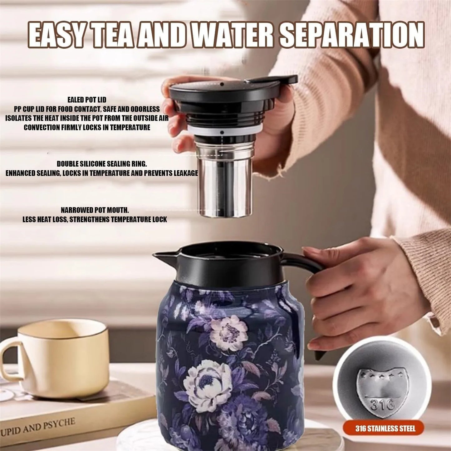 FloraBrew – Elegant Tea Thermos with Infuser!