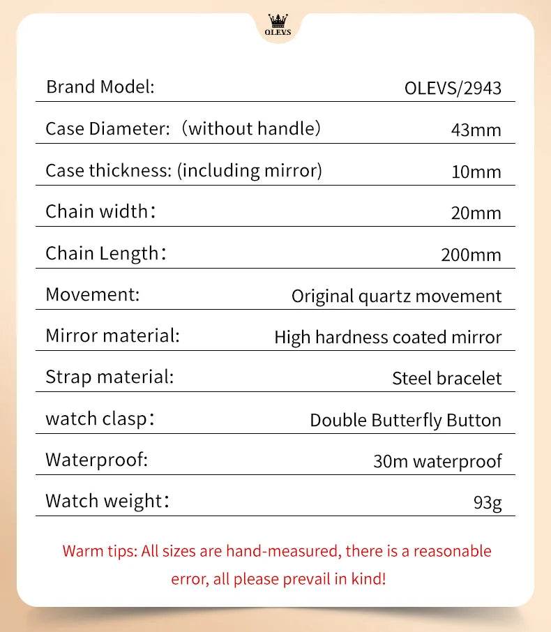 OLEVS 2943 Mens Watch Original Simple Brand Quartz Watch Waterproof Luminous Dual Calendar Display Reloj Watch For Men Gifts - findify 2025
