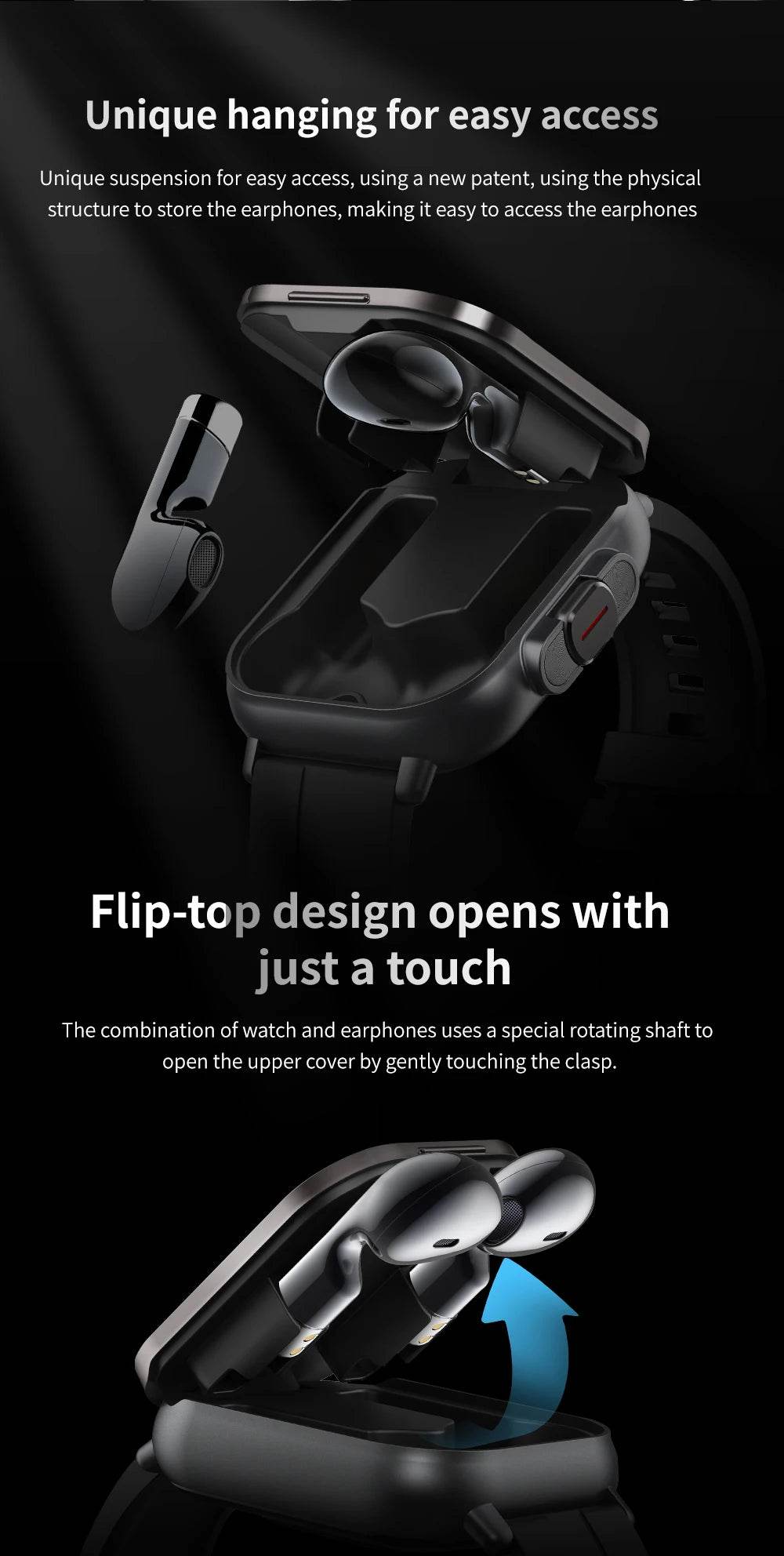 2 in 1 Built-in Smartwatch with Earphone Multi-Sport NFC Call Smart Watch with Earbuds Headphone for iPhone Android Smartphone - findify 2025
