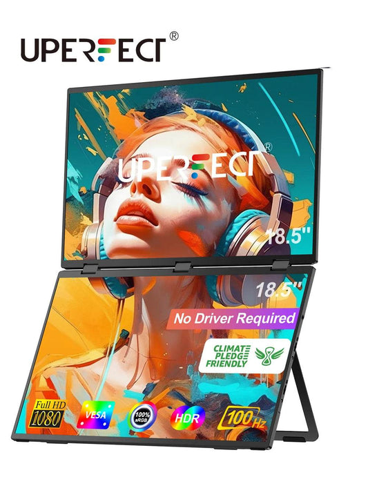 UPERFECT UStation Delta Max Folding Stacked Portable Monitor 1080P IPS 18.5 inch * 2 Dual Triple Screen Extender for Laptop PC - findify 2025