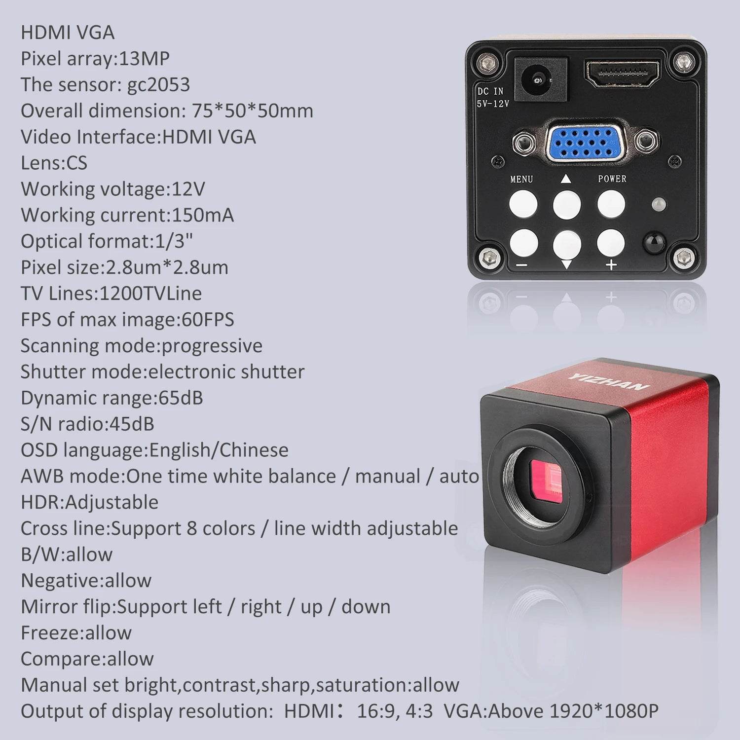 Yizhan HD Electronic Digital Microscope For Soldering Microscope Set 1080P VGA/HDMI Industrial Camera 150X Zooms Fold Bracket - findify 2025