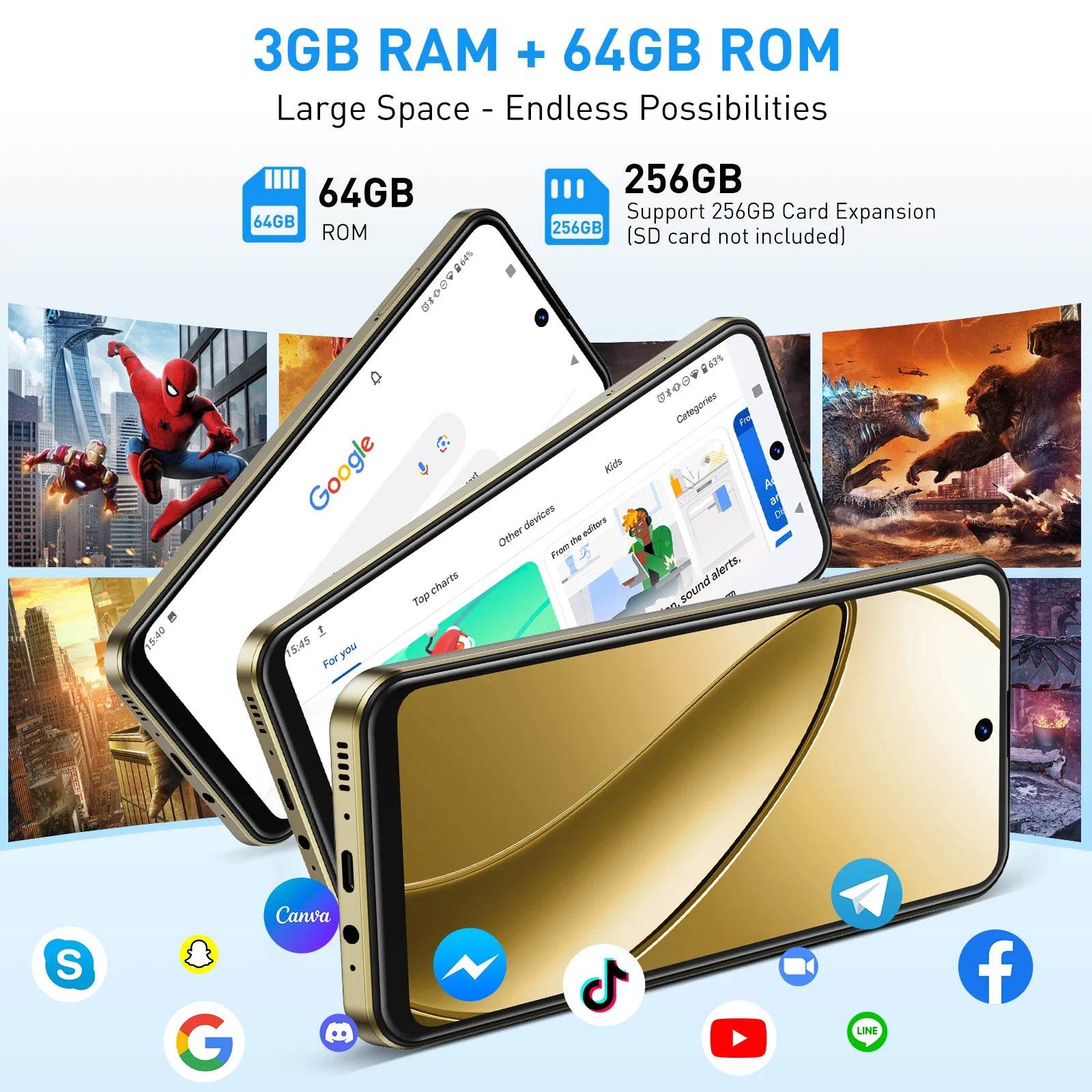 XGODY X31 New,Cell phone,6.5 inch,3GB RAM,64GB ROM,Smartphone Android,8+13MP,4250mAh,Mobile phones,4G Dual SIM,Google Play Store - findify 2025