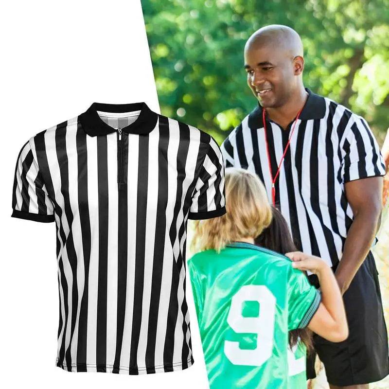 Striped Referee Shirt Men Official Pro-Style Collar Referee Shirt Gym Sporting Soccer Basketball Sports Clothes Striped Shirt - findify 2025