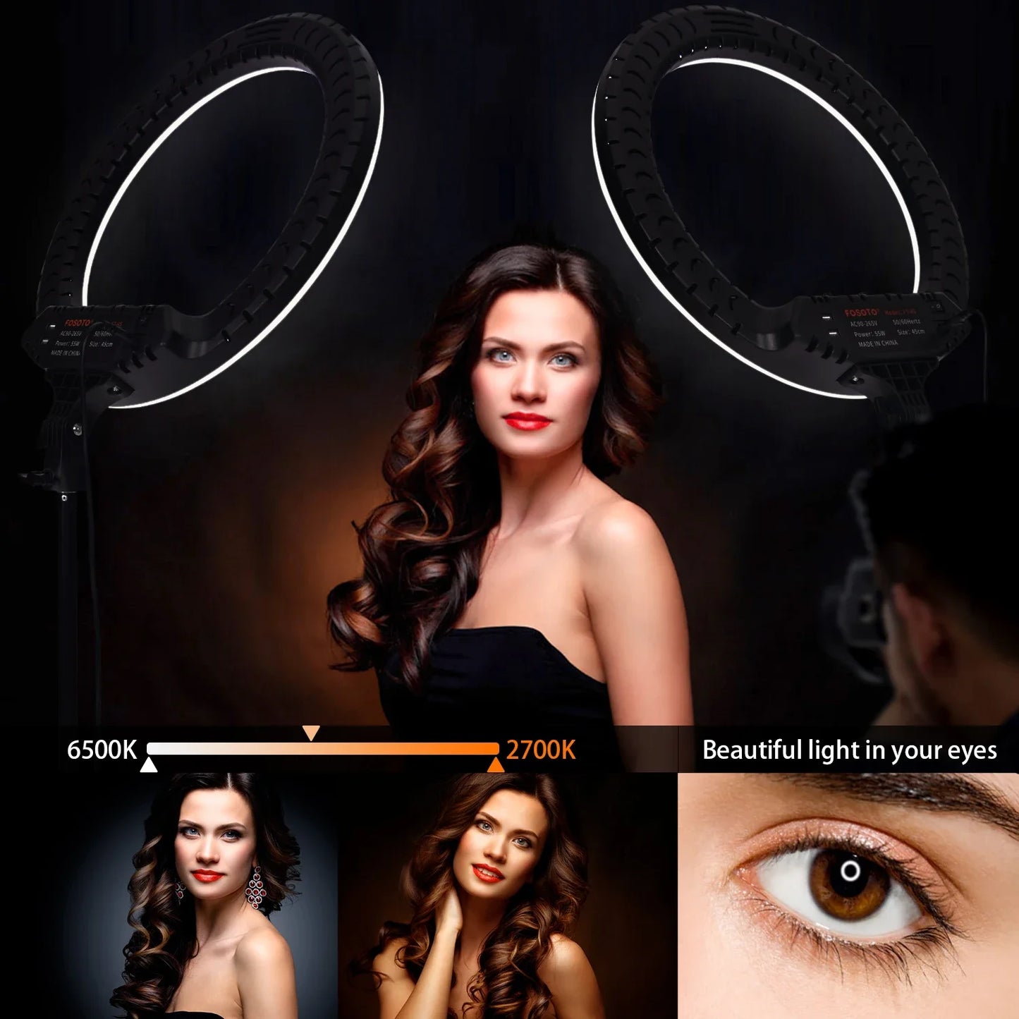 Fusitu FT-54 LED Ring Light Dimmable Selfie Lamp Stand Phone Holder For Video Live Profissional Photography Lighting kit