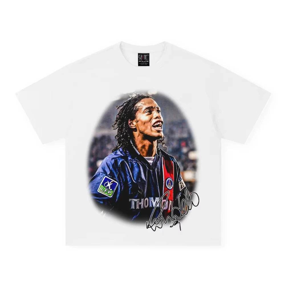 Little Ronaldo Football Star Printed Short Sleeve T-shirt Men Women Europe and The United States Fashion Brand Cotton Shirt - findify 2025