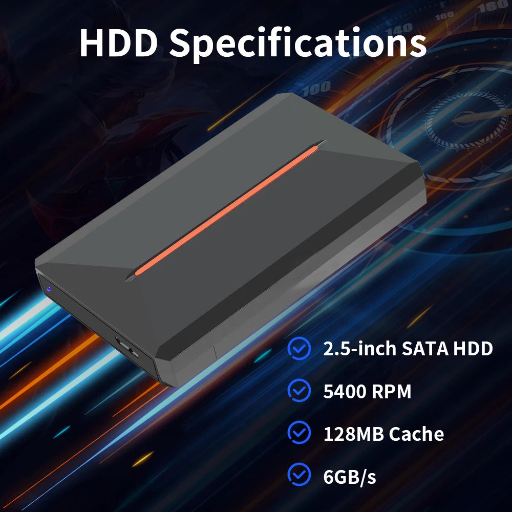 Launchbox OS 500GB Portable Gaming HDD Retro Game Console with 3700+PC/3D Games for PS4/PS3/PS2/PS1/Wii/Wiiu for Wins PC/Laptop