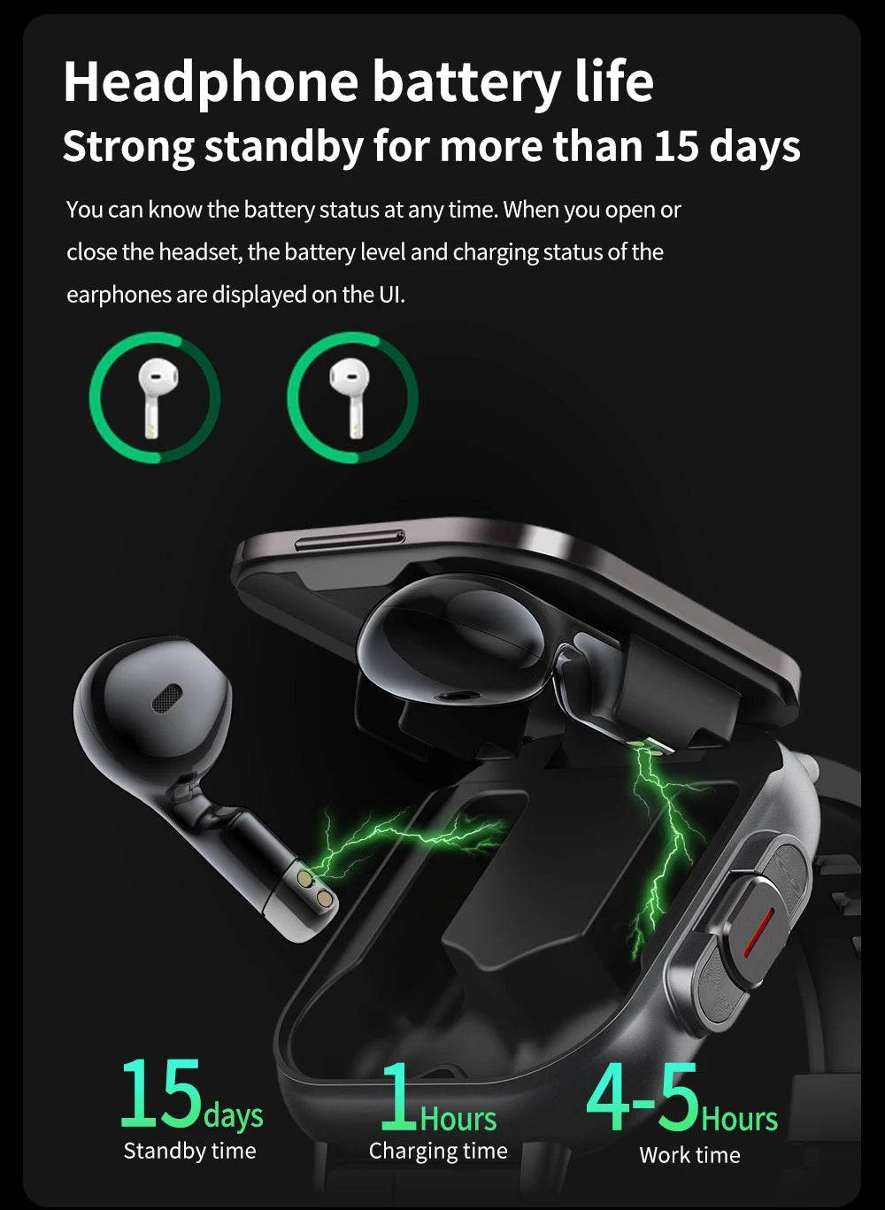 2 in 1 Built-in Smartwatch with Earphone Multi-Sport NFC Call Smart Watch with Earbuds Headphone for iPhone Android Smartphone - findify 2025