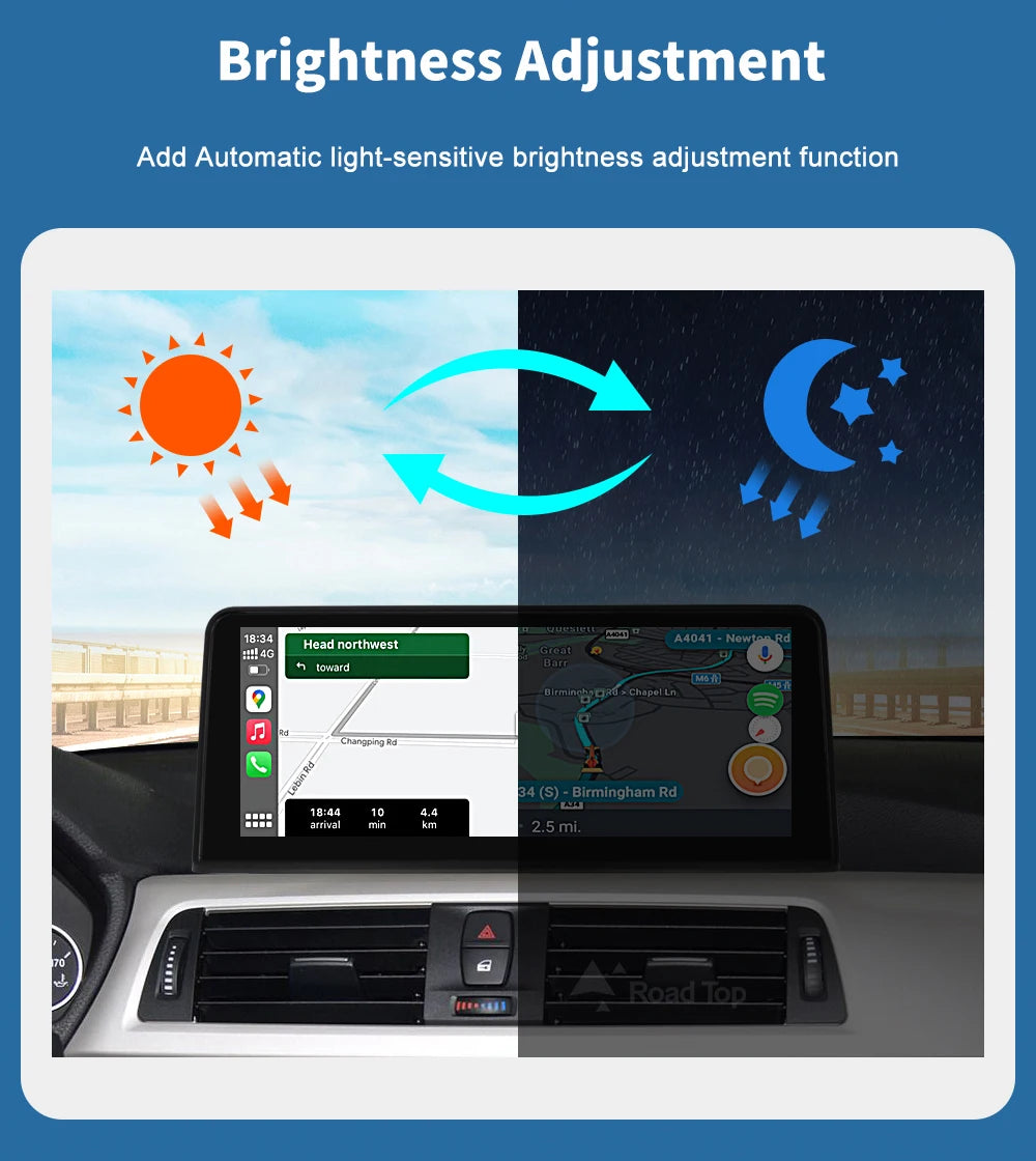 Road Top 1920*720 Wireless Carplay Android Auto Multimedia Display Screen For BMW 3 4 Series F30 F31 F32 F33 F34 F36 NBT
