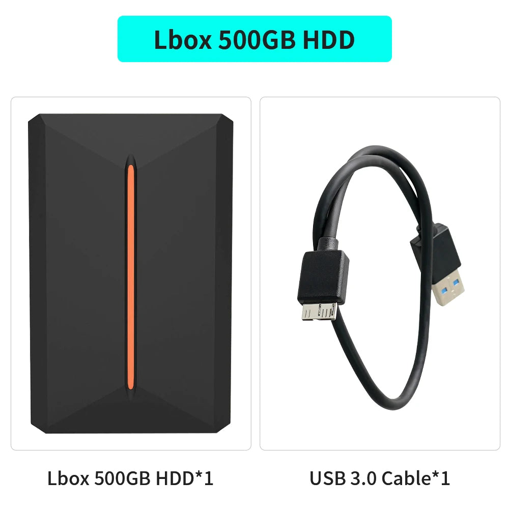 Launchbox OS 500GB Portable Gaming HDD Retro Game Console with 3700+PC/3D Games for PS4/PS3/PS2/PS1/Wii/Wiiu for Wins PC/Laptop