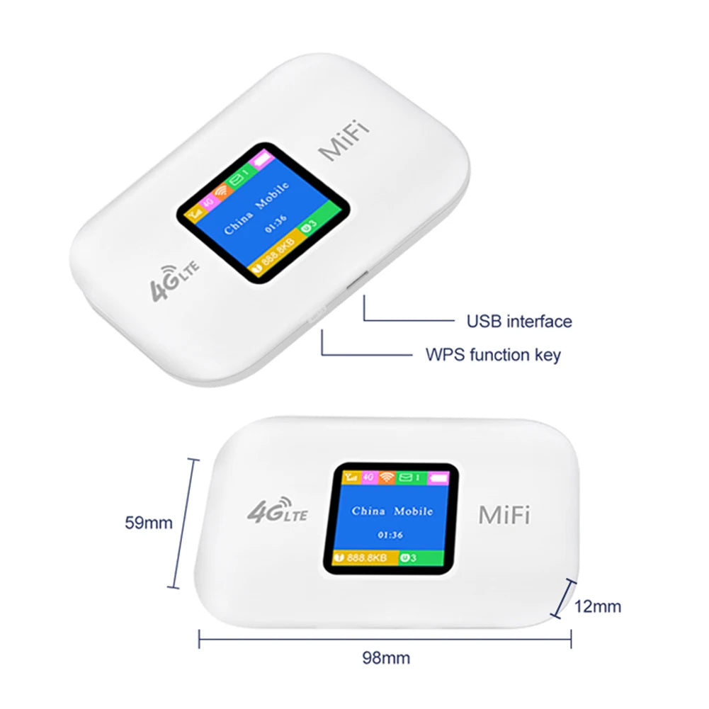 4G Pocket Wireless WiFi Router Portable Mobile WiFi Hotspot CAT4 150Mbps WiFi Mobile Router 2600mAh with SIM Card Slot