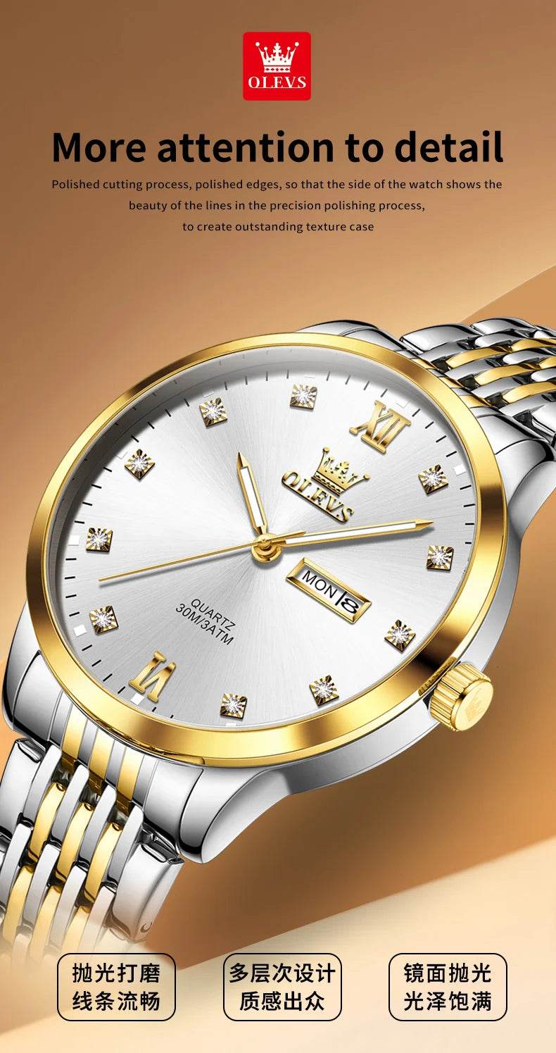 OLEVS 2943 Mens Watch Original Simple Brand Quartz Watch Waterproof Luminous Dual Calendar Display Reloj Watch For Men Gifts - findify 2025