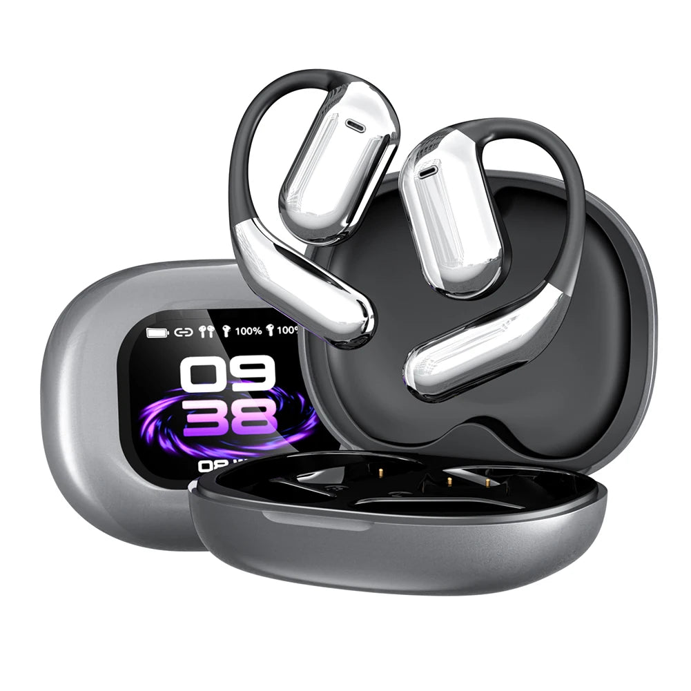 BT 5.4 Real Time AI Translator Earbuds Open Ear Wireless Headphones IPX7 Waterproof Touch Screen AI Translator Earbuds