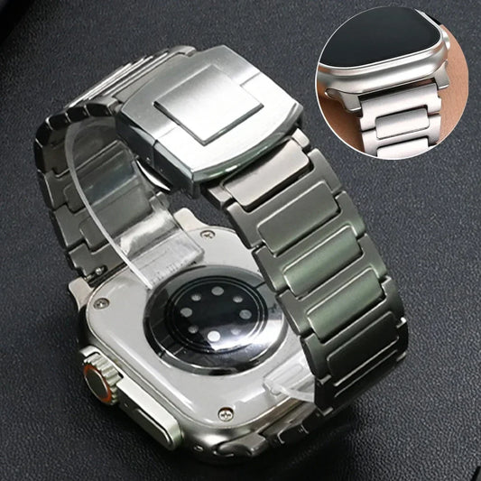 Titanium Strap for Apple Watch Ultra 1 2 49mm 10 46mm Men Link Bracelet for Iwatch Series 9 8 7 6 5 4 Se 45mm 44mm Titanium Band