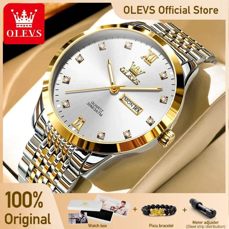 OLEVS 2943 Mens Watch Original Simple Brand Quartz Watch Waterproof Luminous Dual Calendar Display Reloj Watch For Men Gifts - findify 2025