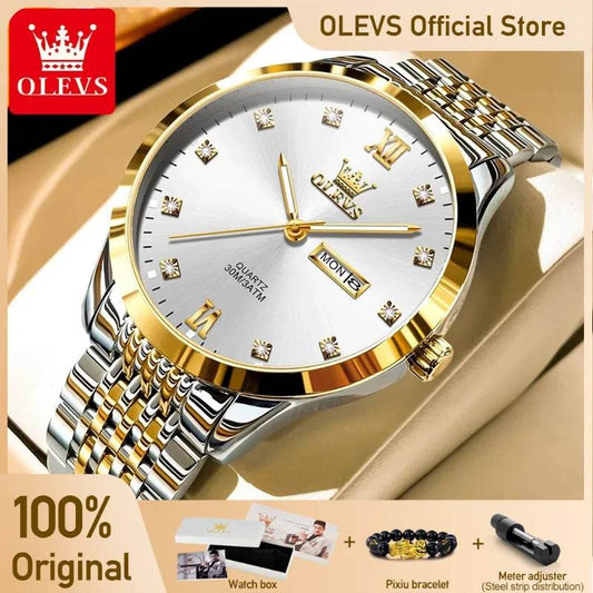 OLEVS 2943 Mens Watch Original Simple Brand Quartz Watch Waterproof Luminous Dual Calendar Display Reloj Watch For Men Gifts - findify 2025