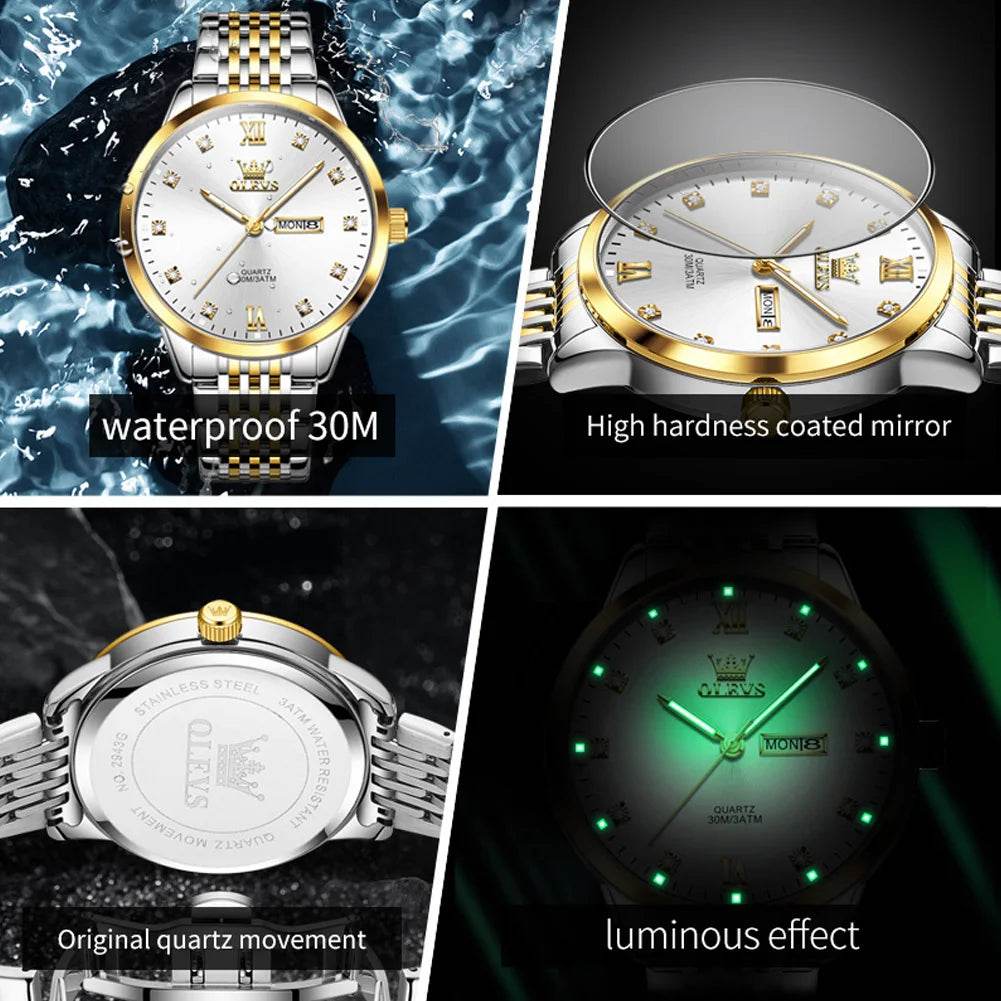 OLEVS 2943 Mens Watch Original Simple Brand Quartz Watch Waterproof Luminous Dual Calendar Display Reloj Watch For Men Gifts - findify 2025
