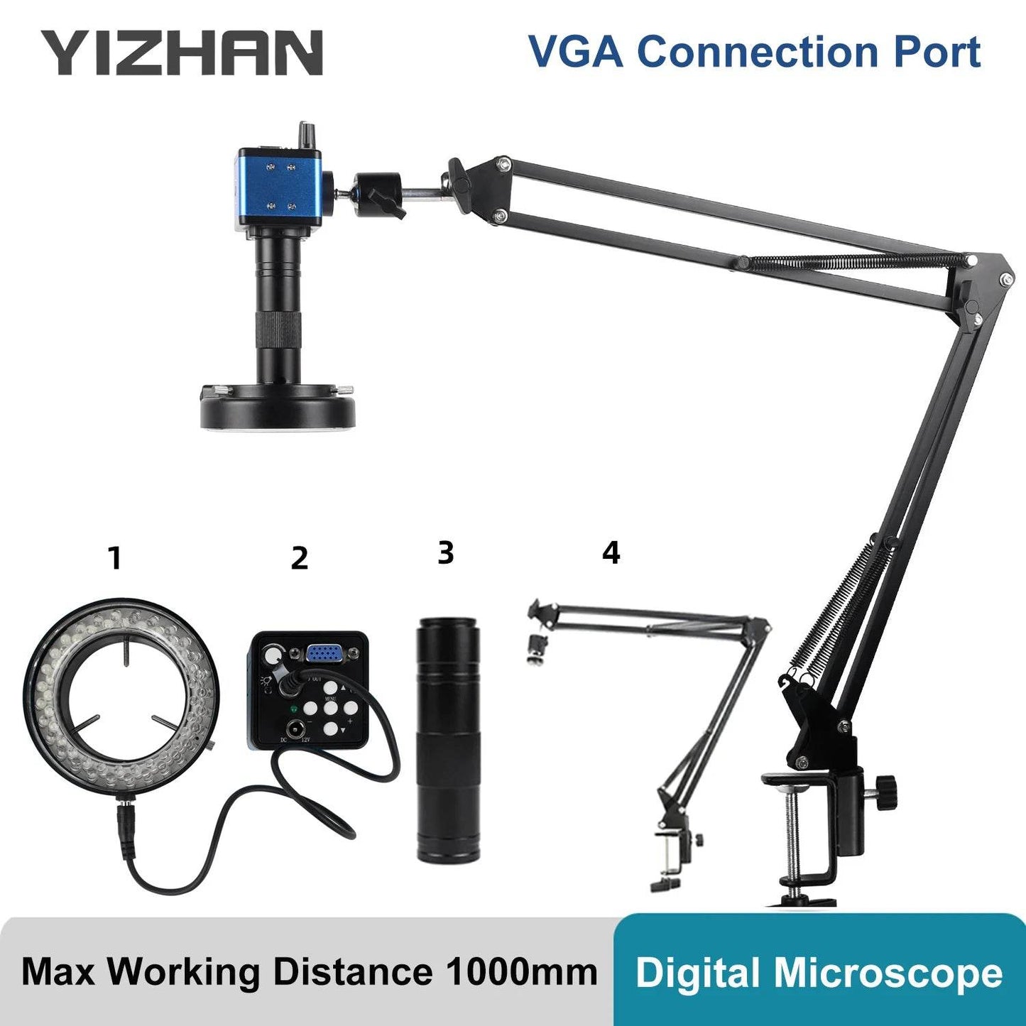 Yizhan HD Electronic Digital Microscope For Soldering Microscope Set 1080P VGA/HDMI Industrial Camera 150X Zooms Fold Bracket - findify 2025