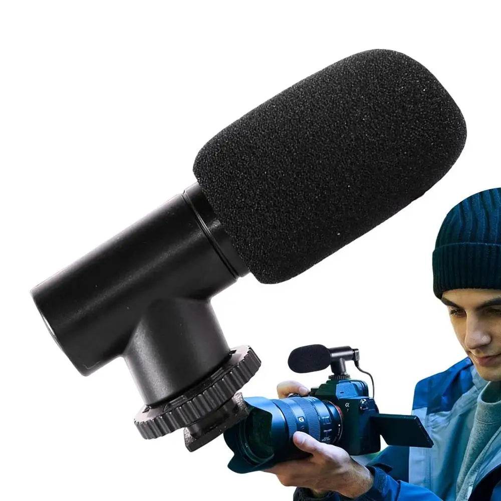 Portable Video Camera Microphone Windproof Mini Cell Phone Microphone Black Computers Microphone For Recording Interviewing - findify 2025