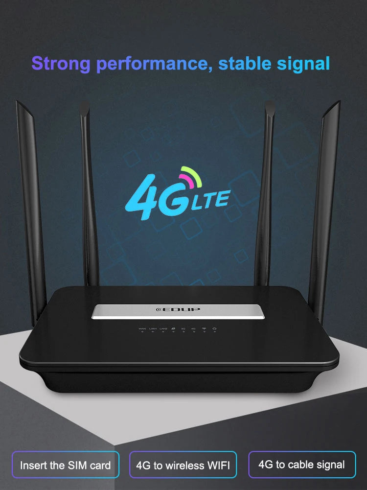 EDUP 4G LTE Router 1200Mbps or 300Mbps Home Hotspot 4G WiFi Router RJ45 WAN LAN WiFi Modem 3G/4G Wireless CPE With SIM Card slot