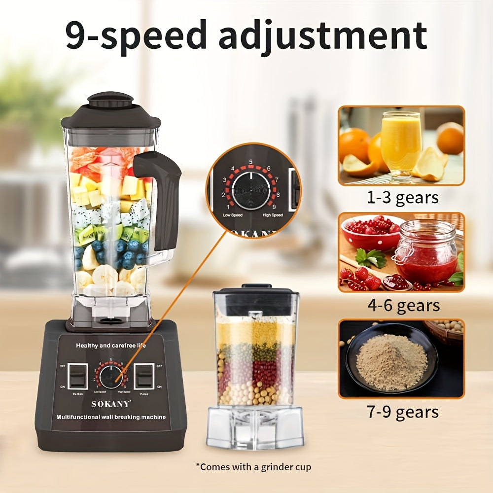 Sokany Multi-functional Blender, Wall-breaking Machine, Juicer, With A Powerful 5000W Copper Core Motor, 9 Adjustable Speeds, Sharp Blades For Fine Grinding, Food-grade Sealed Rubber Cover, Easy Switch, Ergonomic Handle