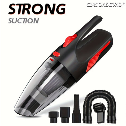 [2000mAh Rechargeable Portable Vacuum] CascadeVac Handheld Car Vacuum Cleaner, 4 KPa Suction Power, 0.2-0.3L Dust Cup, 2000mAh Rechargeable Lithium Battery, 50dB Quiet Operation, Cloth Filter, USB Charging, Wireless Cord, Fla