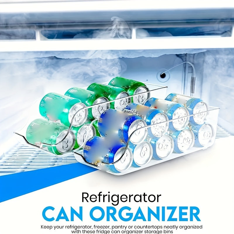 1pc Refrigerator Organizer Bins, Soda Can Dispenser Beverage Holder, Clear Plastic Canned Food Pantry Storage Rack, Stacking Can Dispensers For Fridge, Freezer, Pantry, Kitchen, Countertops, Cabinets, Kitchen Accessories