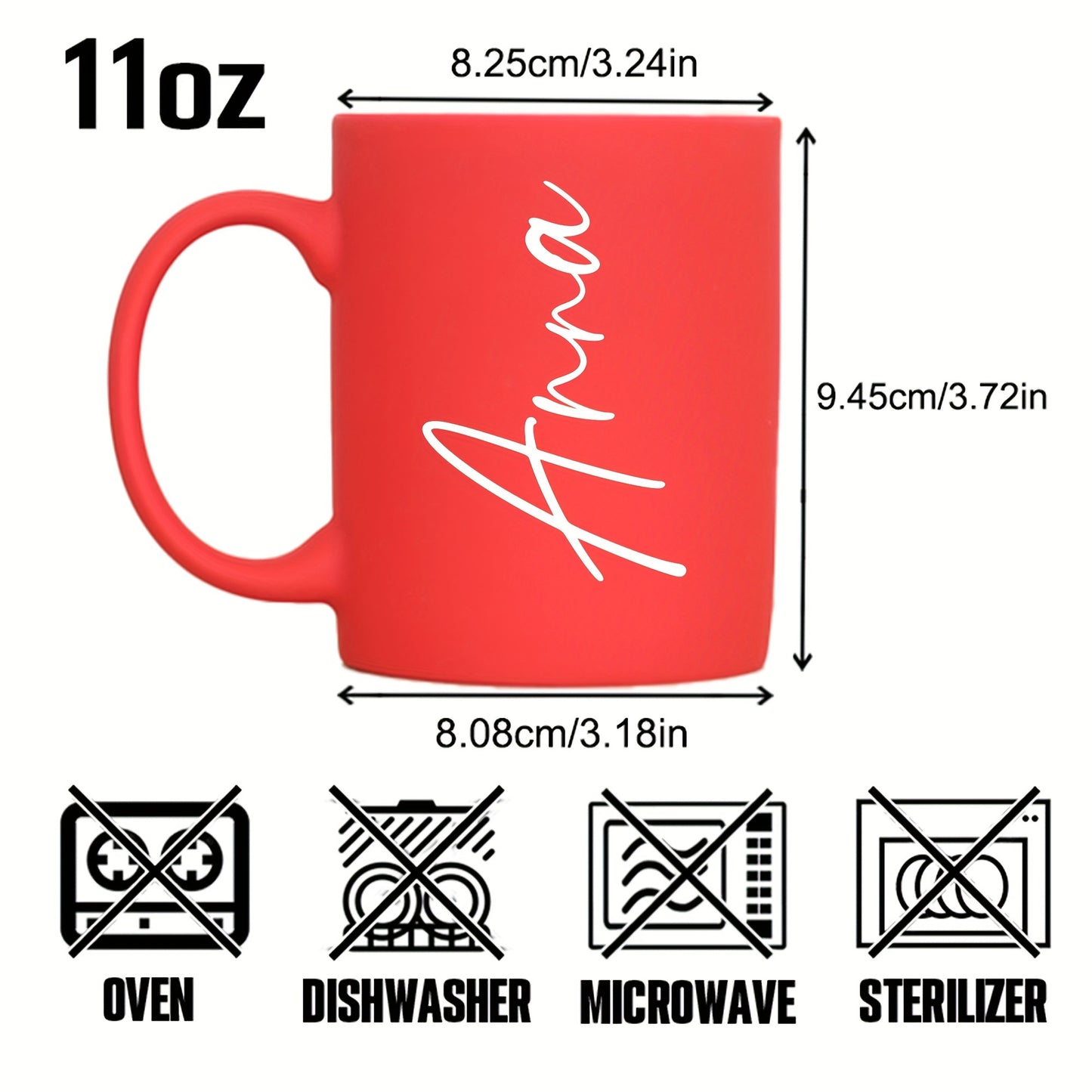 1pc, Personalized 11oz Gradient Ceramic Coffee Mug With Custom Name, 320ml Coffee Cup, Dishwasher & Microwave Safe, Ideal For Drinks & Gifts, Birthday, Valentine's Day Present For Family, Friends, Coworkers