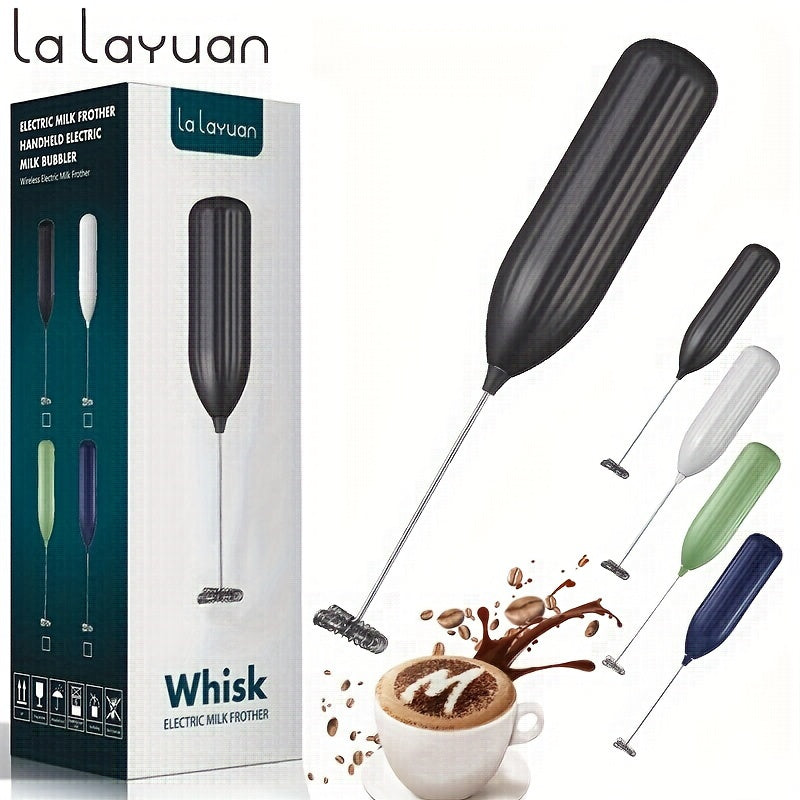 1pc Lalayuan Powerful Electric Milk Frother, Mini Milk Foamer, Handheld Electric Whisk, Battery Operated (Not Included) Drink Mixer Hand Mixer For Coffee Electric Wireless Blender For Lattes, Cappuccino, Frappe, Chocolate, Fo